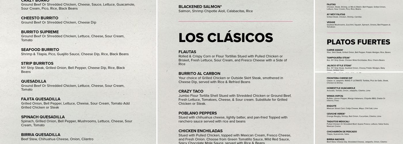 Frontera Mexican Kitchen Menu