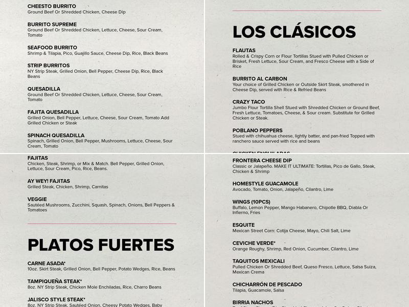 Frontera Mexican Kitchen Menu