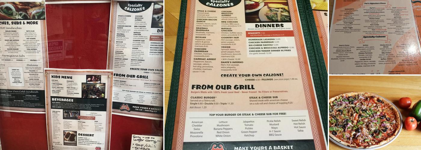 Pat's Pizza of Bar Harbor Menu