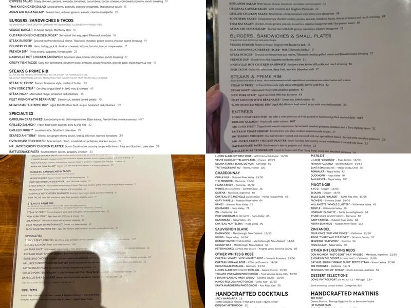 J. Alexander's Restaurant Menu