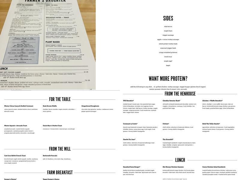 The Farmer's Daughter Menu