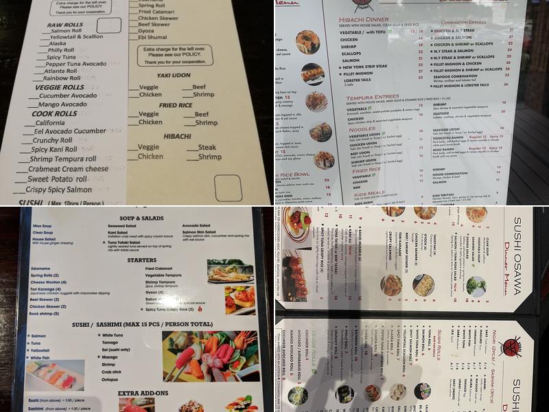 SUSHI OSAWA Menu