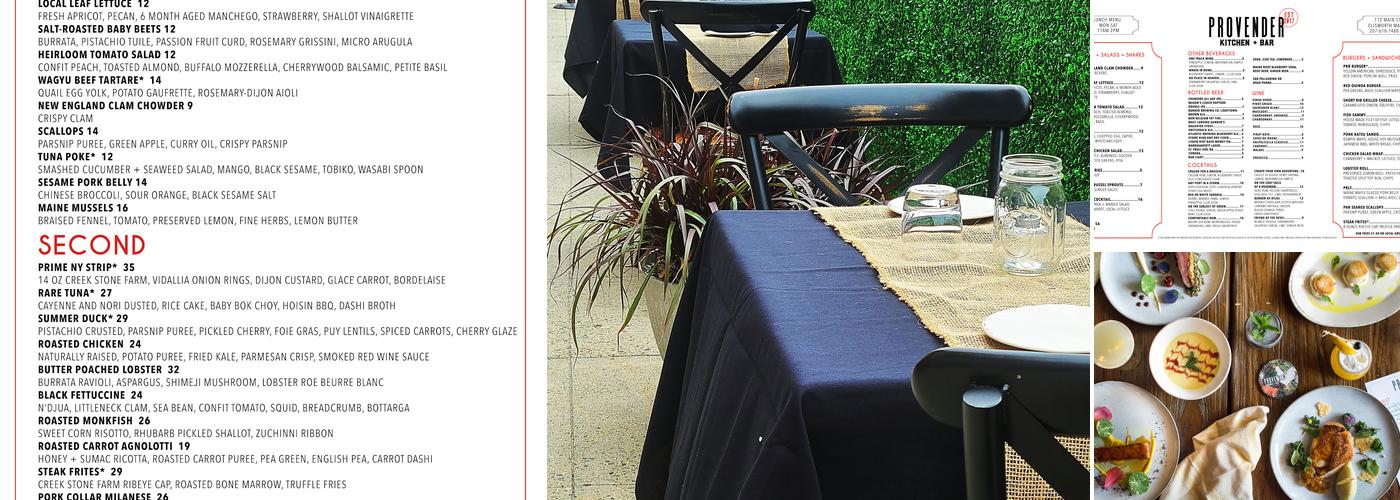 PROVENDER KITCHEN + BAR Menu