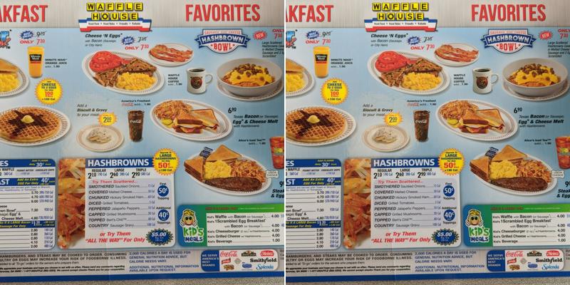 Waffle House Menu