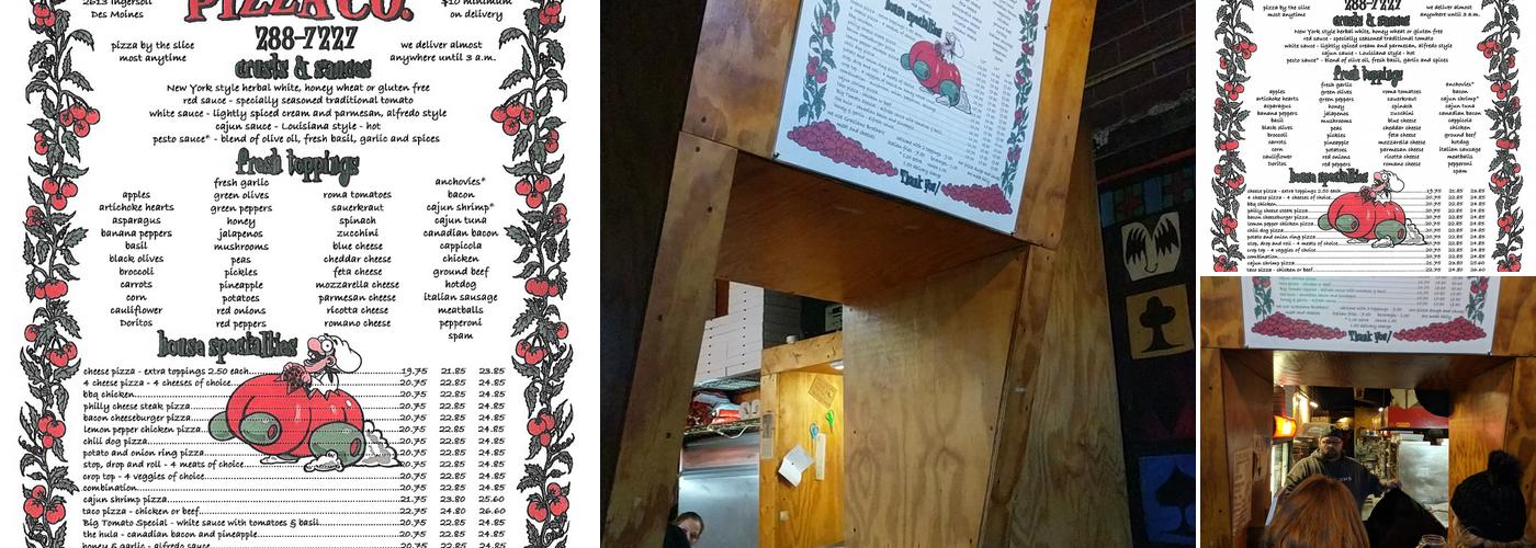 Big Tomato Pizza Menu