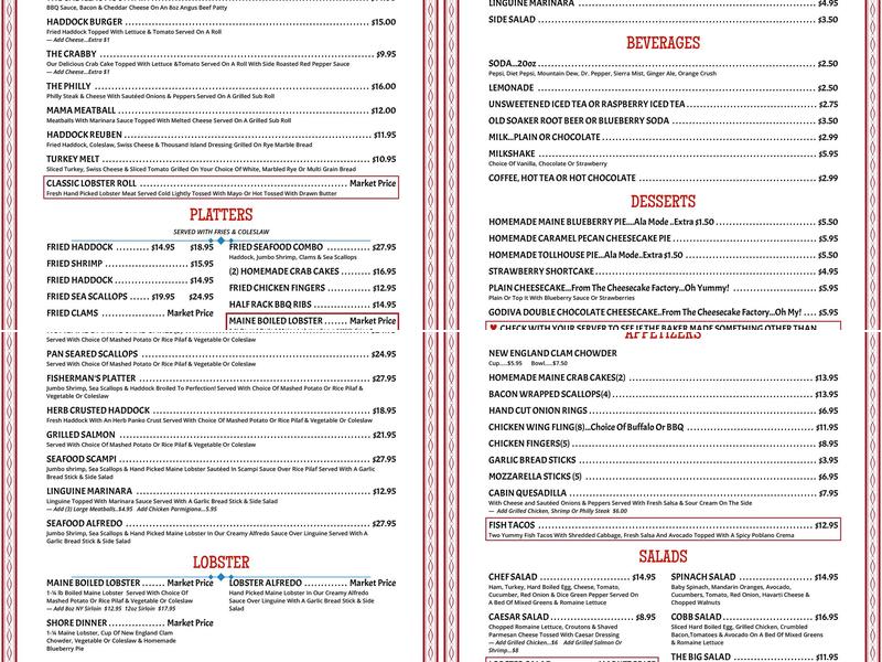 Log Cabin Restaurant Menu