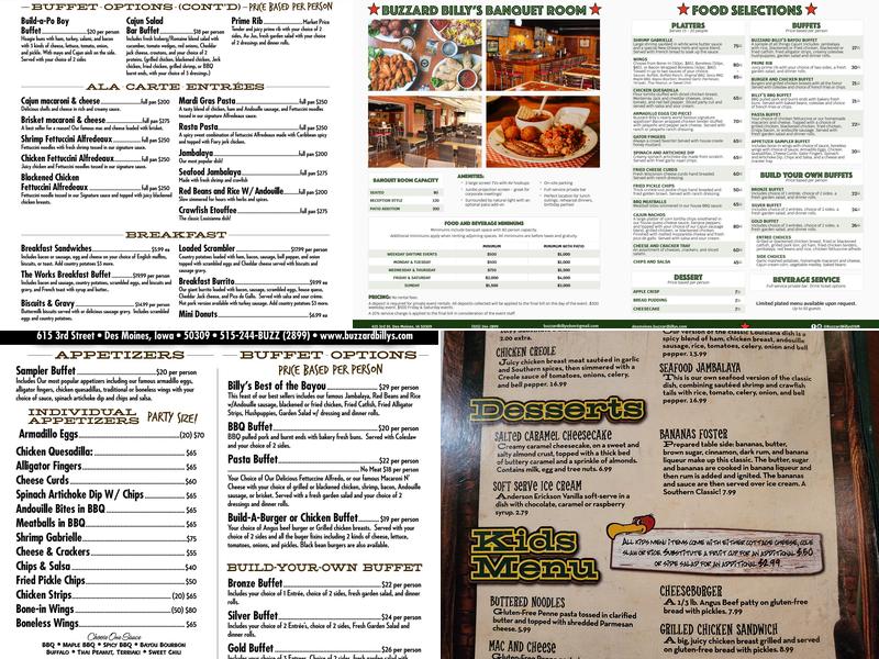 Buzzard Billy’s Menu
