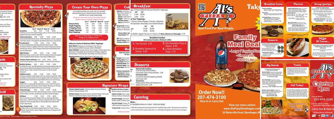 Al's Pizza Menu