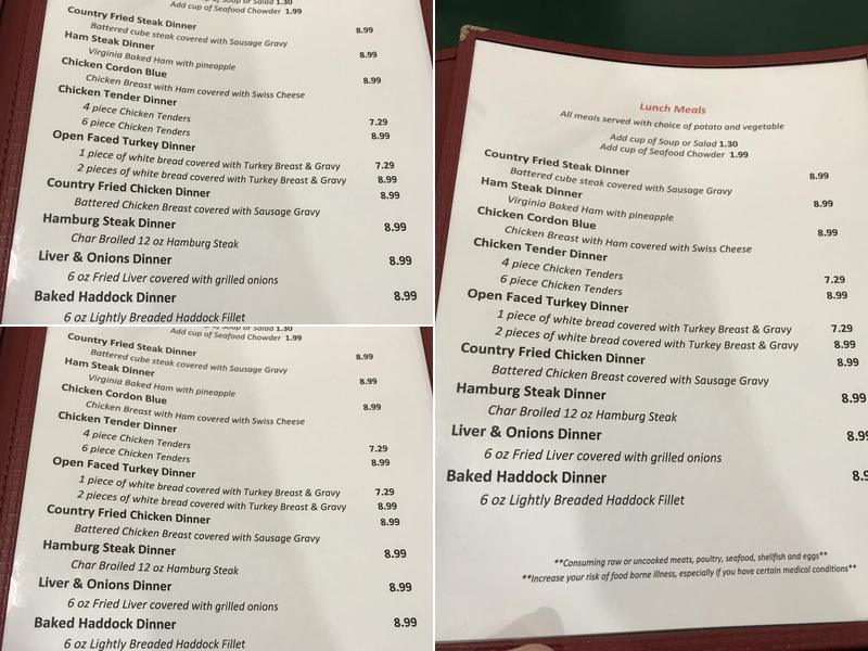 Wentworth's Country Diner Menu