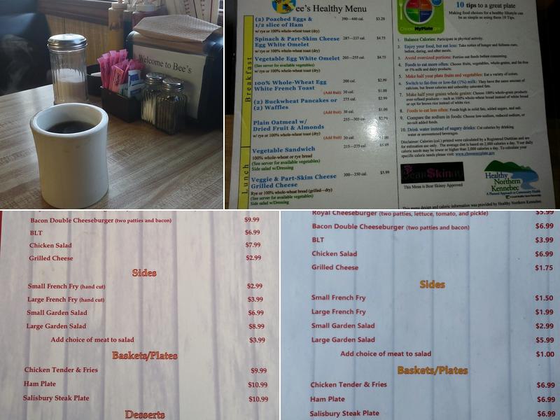 Bee's Snack Bar Menu