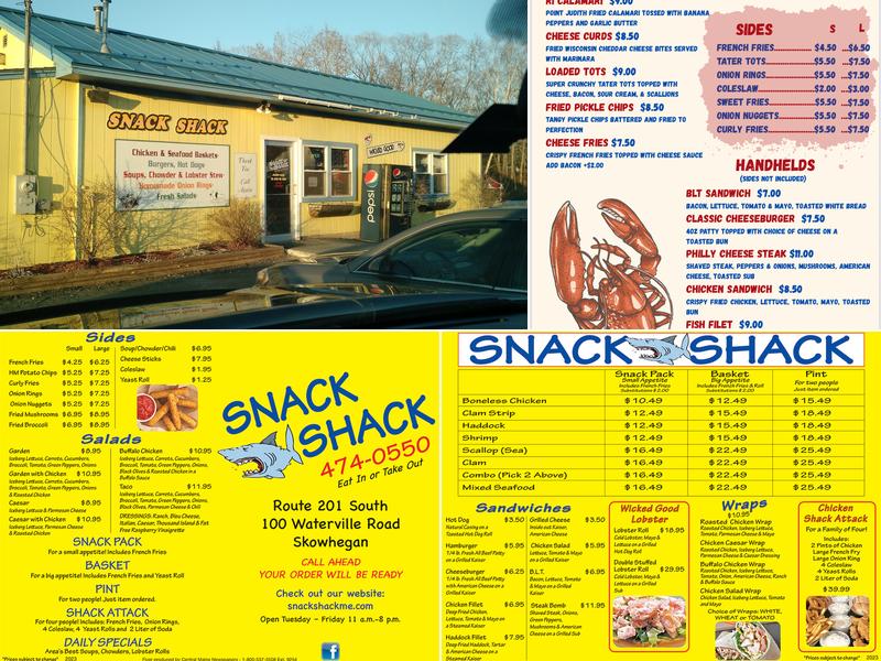 Snack Shack Menu