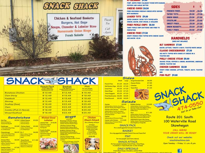 Snack Shack Menu