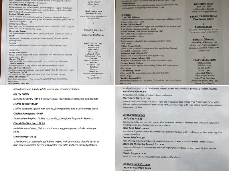 The Last Unicorn Restaurant Menu