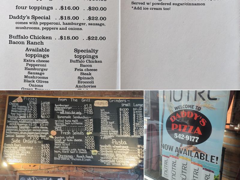 Daddy's Pizza Menu