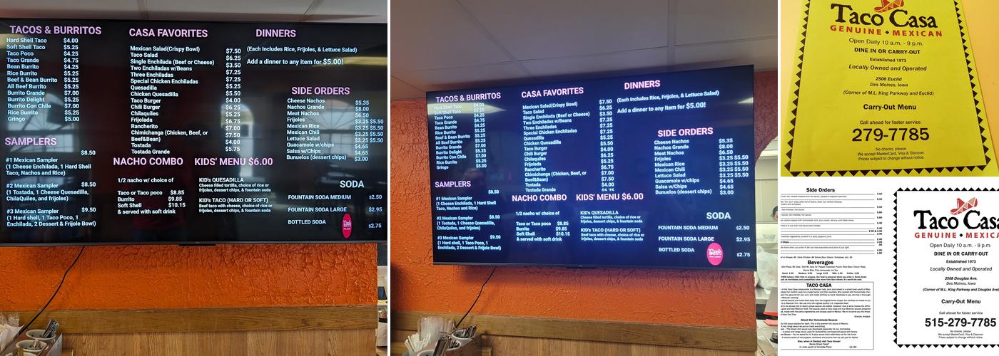 Taco Casa Menu
