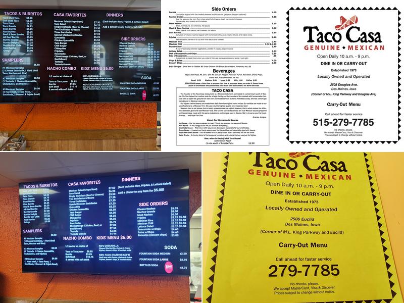 Taco Casa Menu