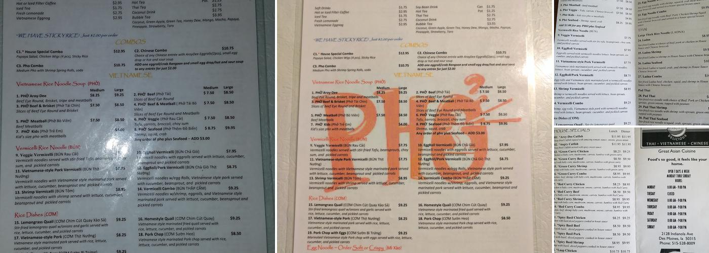 Aroy-Dee Restaurant Menu