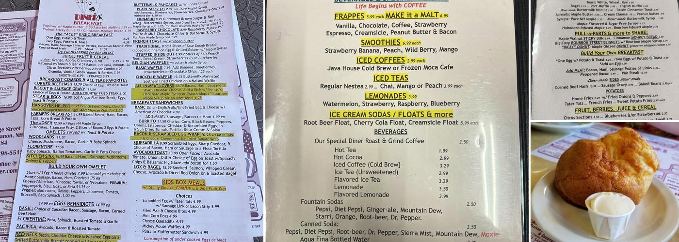 Four Aces Diner Menu