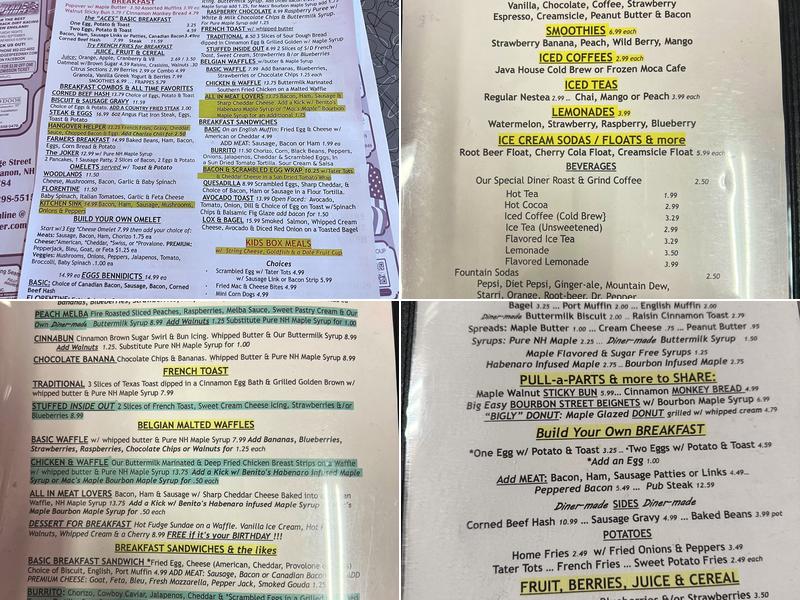 Four Aces Diner Menu