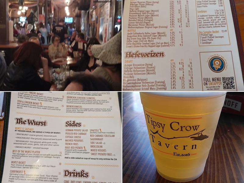 Tipsy Crow Tavern Menu