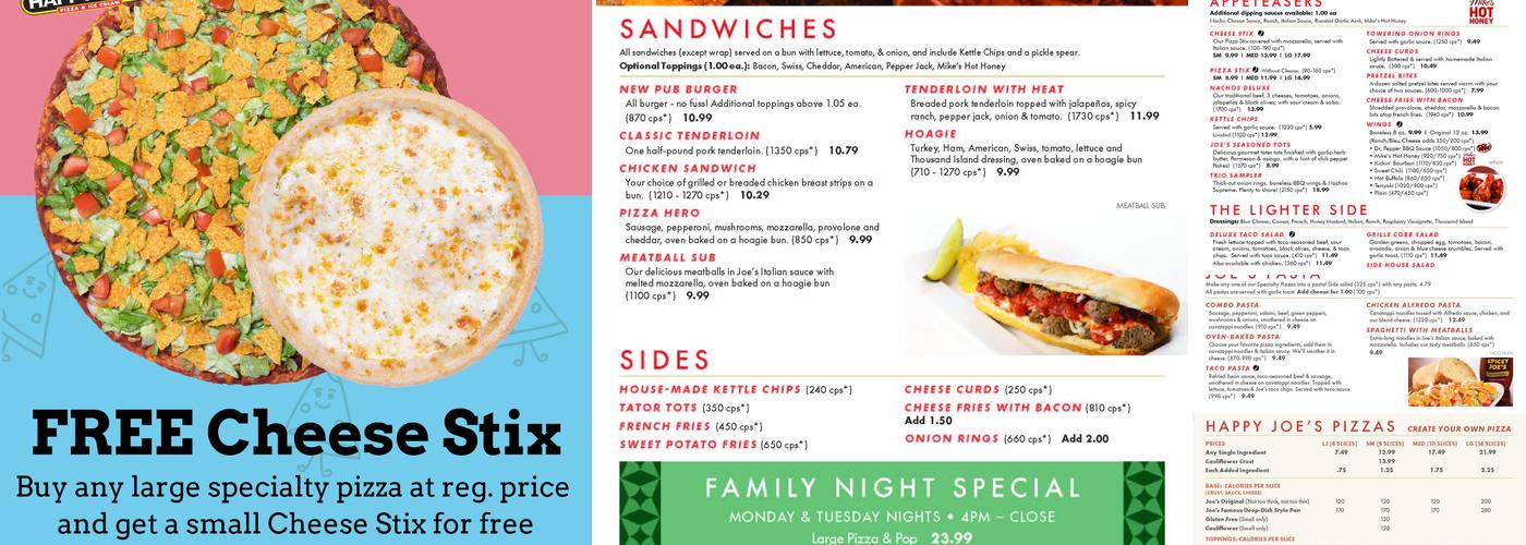 Happy Joe's PIZZAGRILLE - W. Locust Menu