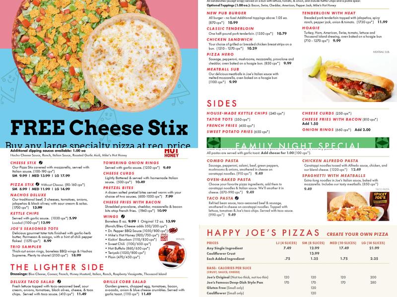 Happy Joe's PIZZAGRILLE - W. Locust Menu