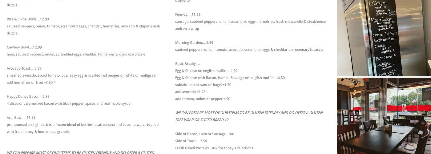 Cafe 12 Menu