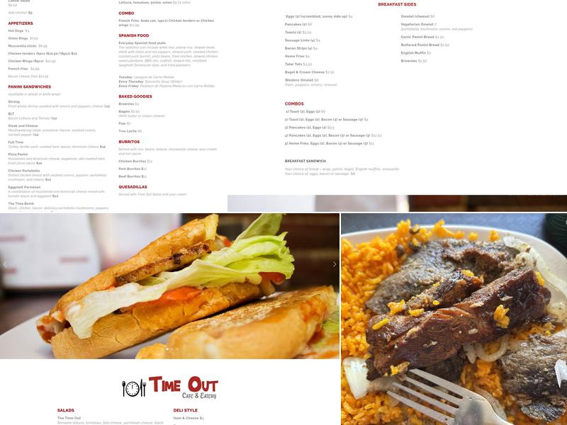 Time Out Cafe Menu