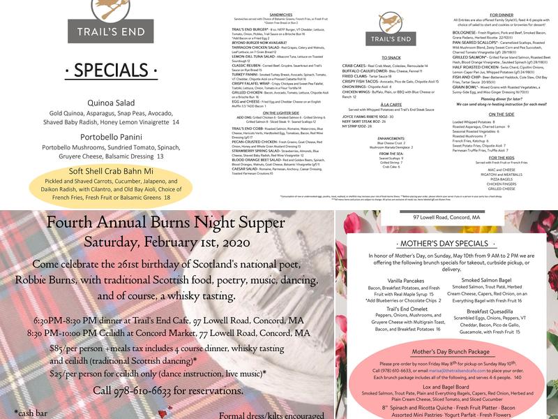 Trail's End Cafe Menu