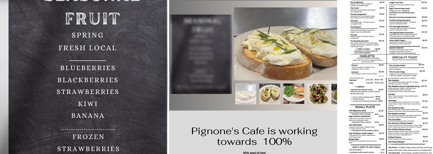 Pignone's Cafe of Stoneham, LLC Menu