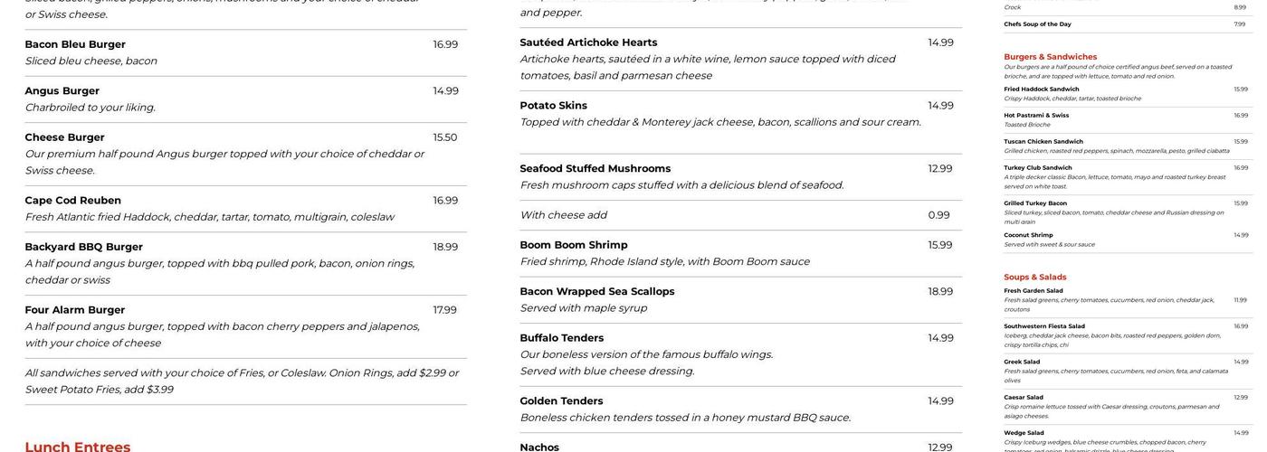 Garrison's Menu