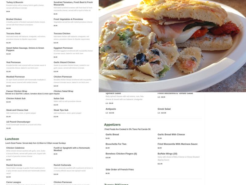 Stromboli's Express Menu