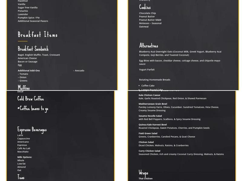 Uncle Jon's Coffee Menu