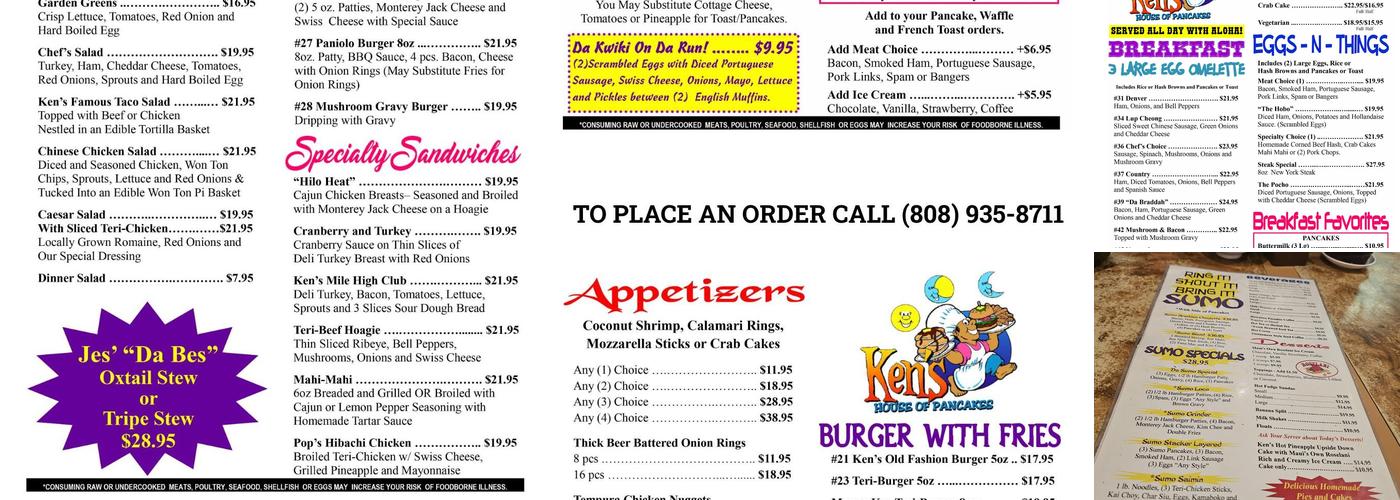 Ken's House of Pancakes Menu