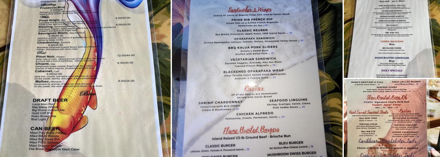 Ponds Hilo Menu