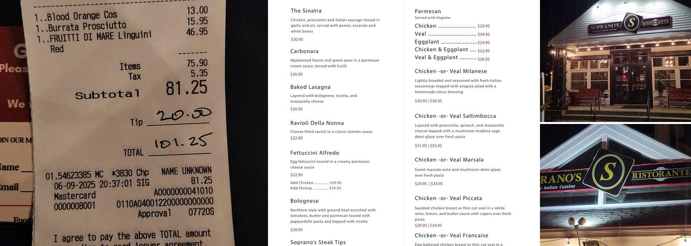 Soprano's Ristorante (Mashpee) Menu