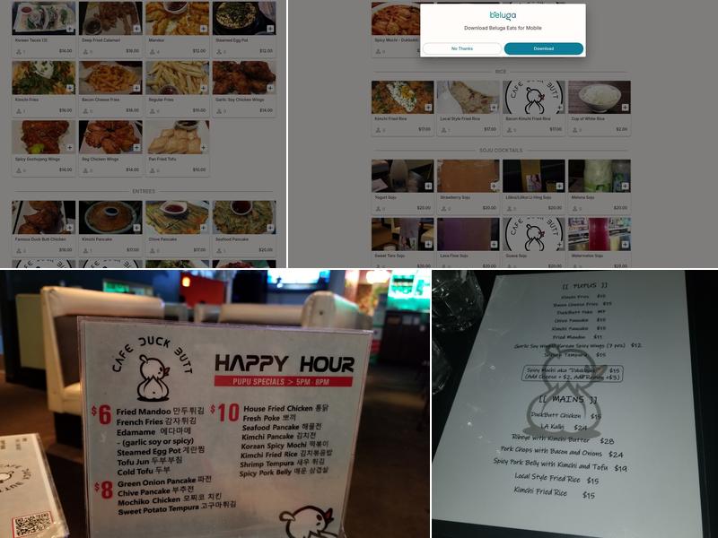 Cafe Duck Butt Menu