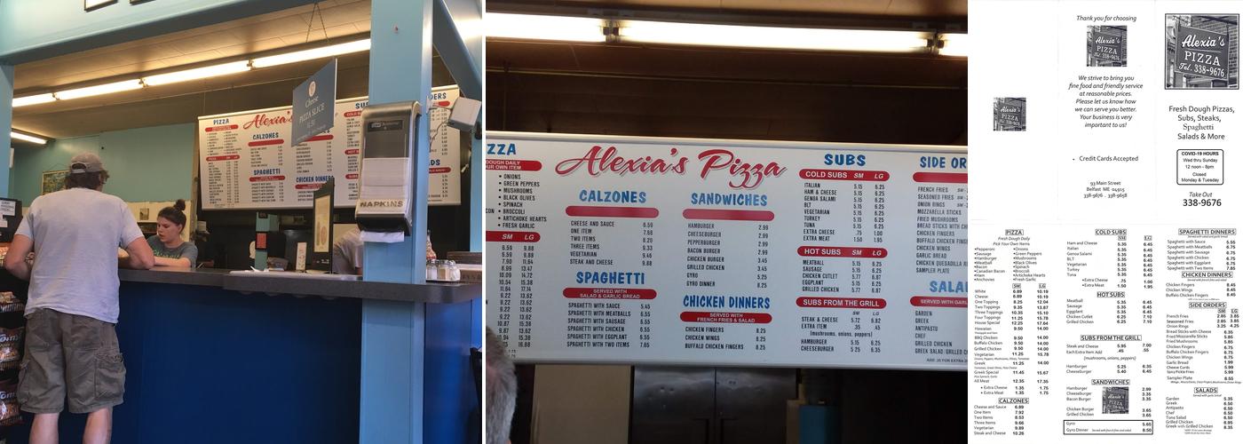 Alexia's Pizza Menu