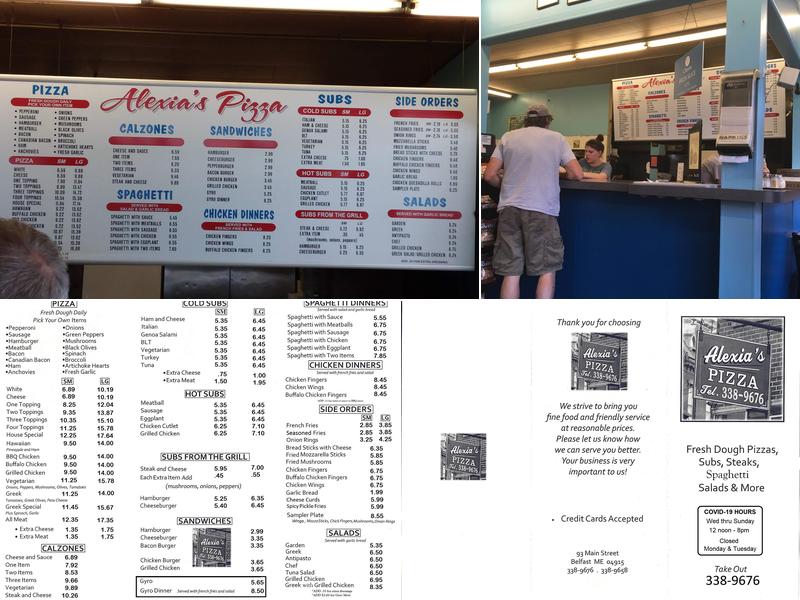 Alexia's Pizza Menu