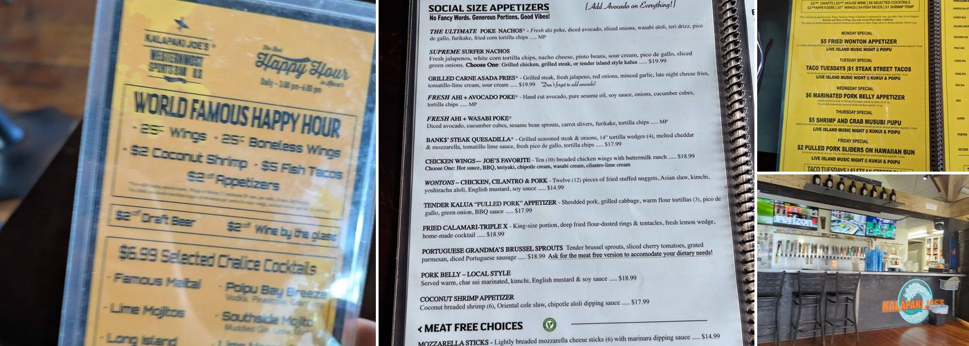 Kalapaki Joe's POIPU Menu