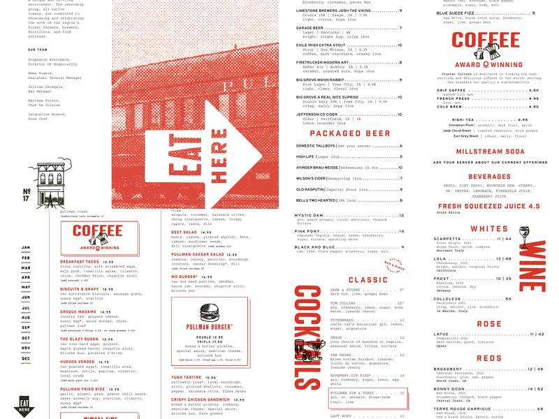 Pullman Bar & Diner Menu
