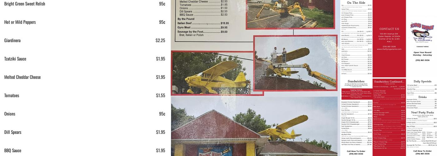 The Flying Wienie Menu