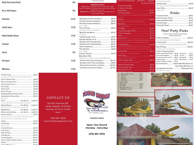 The Flying Wienie Menu
