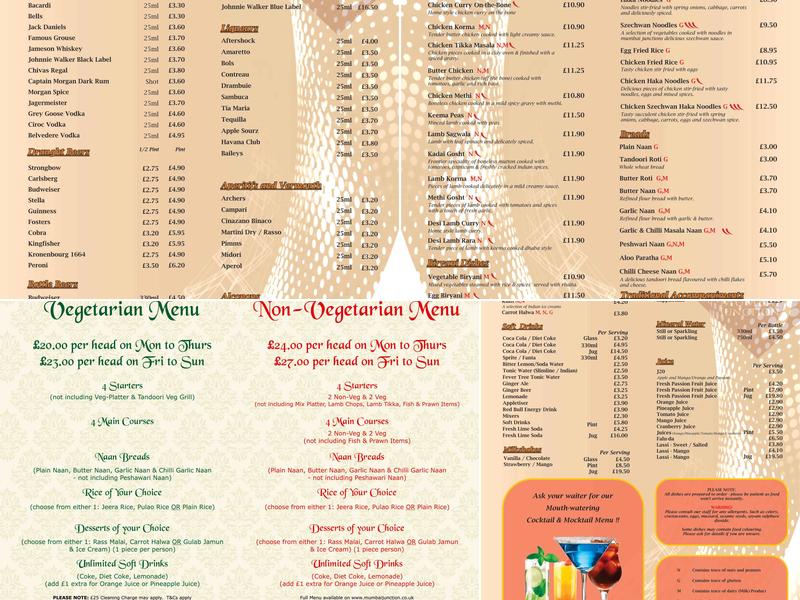 Mumbai Junction Restaurant Menu
