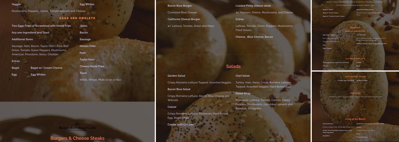 Beach Bum Bagel Cafe Menu