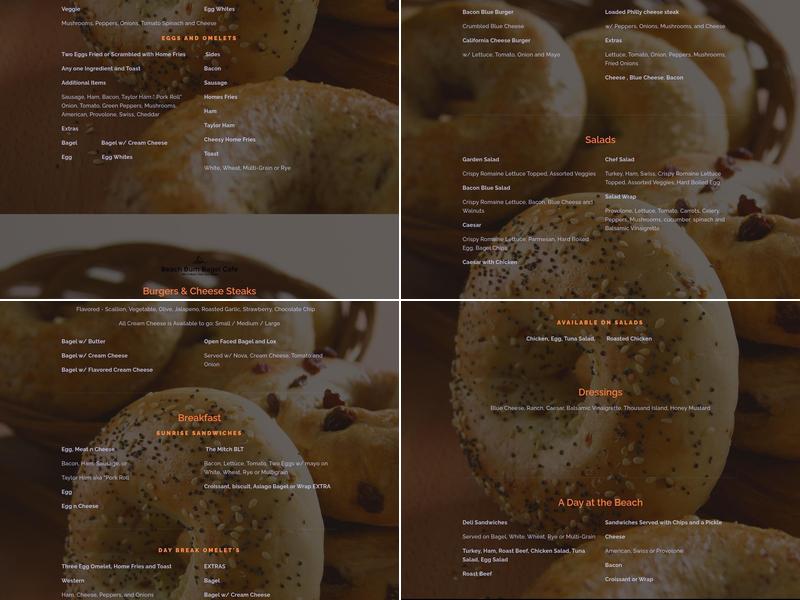 Beach Bum Bagel Cafe Menu