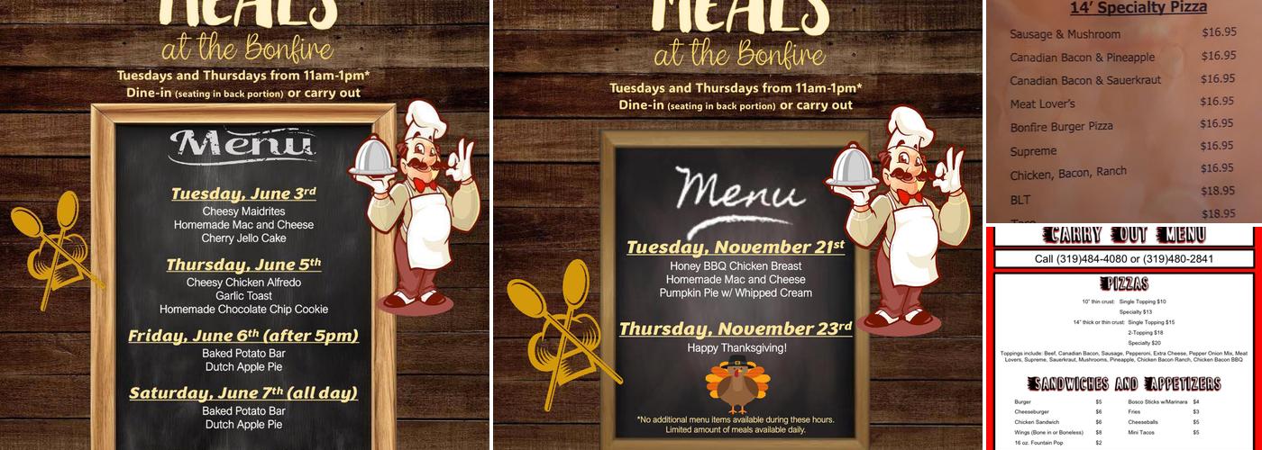 Bonfire Bar & Grill Menu