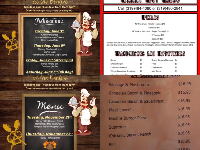 Bonfire Bar & Grill Menu