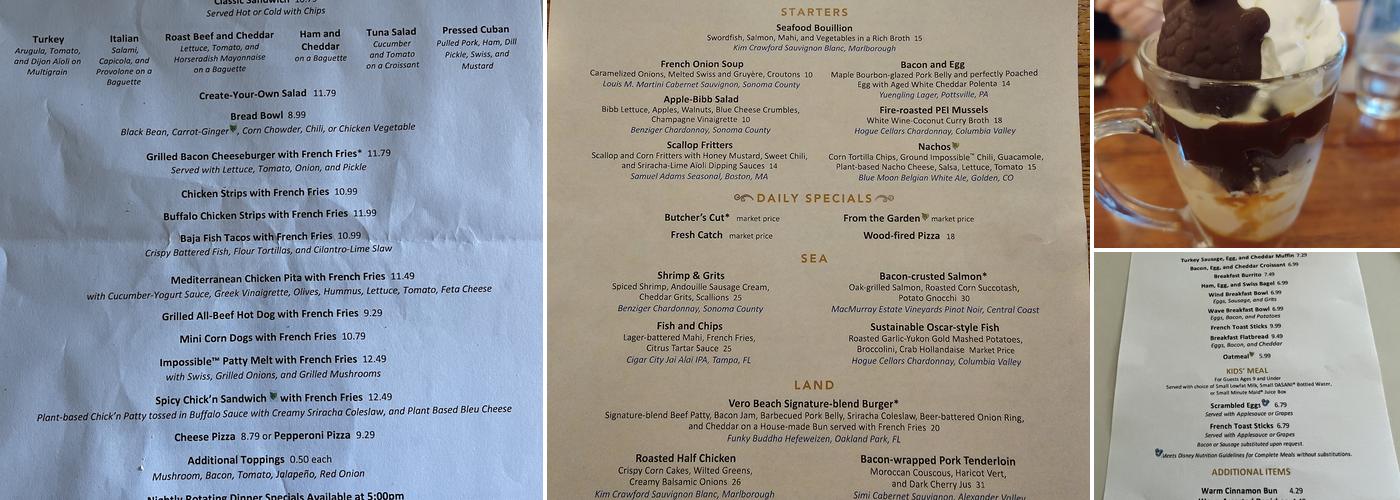 Wind & Waves Grill Menu