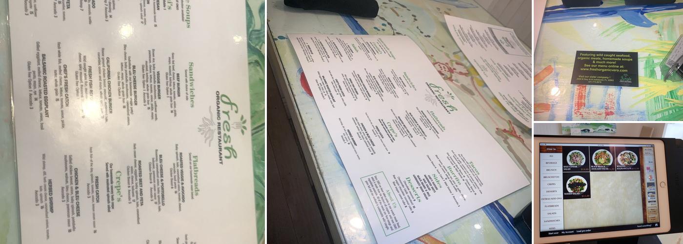 Fresh Organic Restaurant Menu